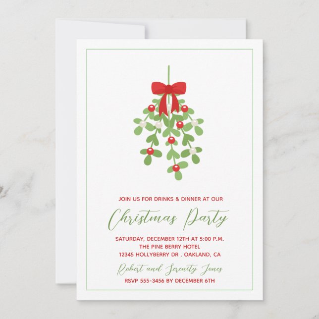 Christmas holiday Mistletoe Greenery Party Invite (Front)