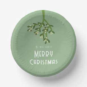 Christmas Holiday Mistletoe Paper Plate