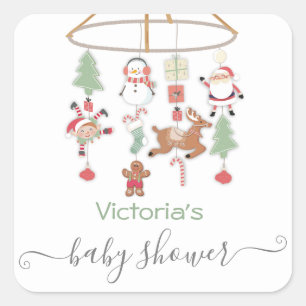 Christmas Holiday Mobile Baby Shower Square Sticker