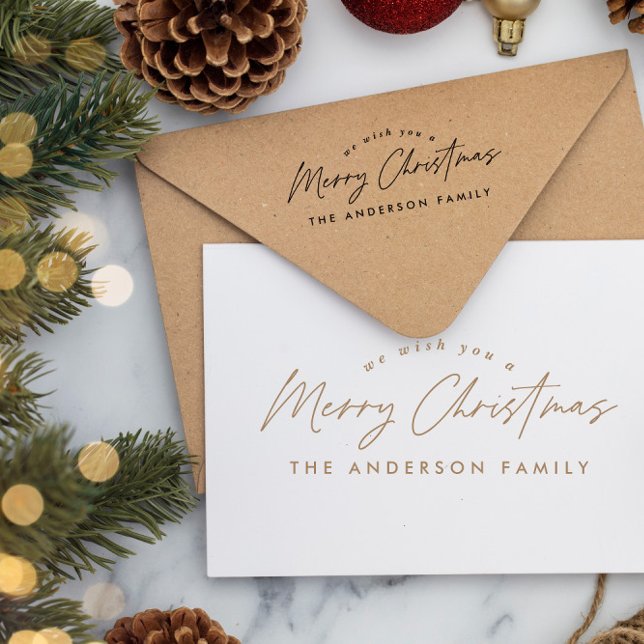 Christmas holiday modern elegant minimal script rubber stamp (Creator Uploaded)