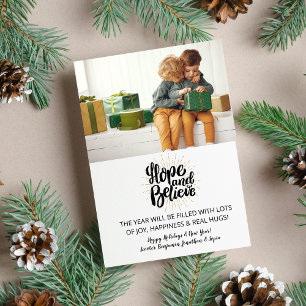 Christmas Holiday, New Year  Hope & Believe Photo Holiday Card
