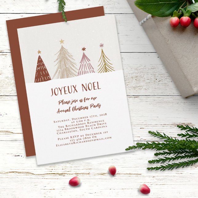 Christmas Holiday Noel Trees Snow Elegant Party Invitation (Creator Uploaded)
