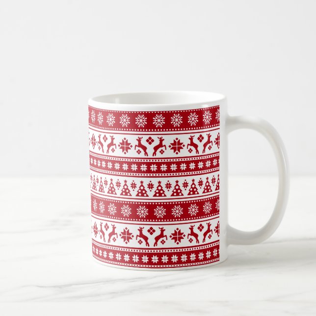 Christmas Holiday Nordic Pattern Cosy Coffee Mug (Right)