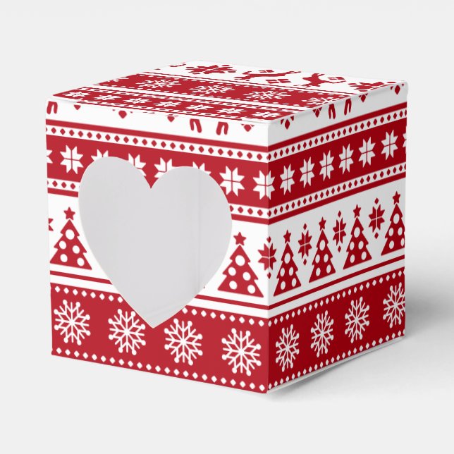 Christmas Holiday Nordic Pattern Cosy Favour Box (Front Side)