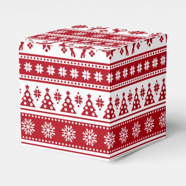 Christmas Holiday Nordic Pattern Cosy Favour Box (Front Side)