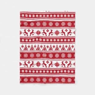 Christmas Holiday Nordic Pattern Cosy Fleece Blanket