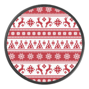 Christmas Holiday Nordic Pattern Cosy Hockey Puck