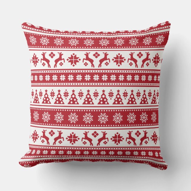 Christmas Holiday Nordic Pattern Cosy Outdoor Cushion (Front)