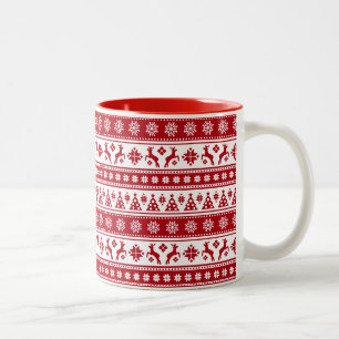 Christmas Holiday Nordic Pattern Cosy Two-Tone Coffee Mug