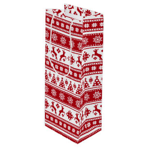 Christmas Holiday Nordic Pattern Cosy Wine Gift Bag