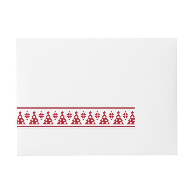Christmas Holiday Nordic Pattern Cosy Wraparound Address Label (Front)