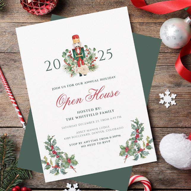 Christmas Holiday Nutcracker Berries Open House Invitation (Christmas Holiday Nutcracker Berries Open House Invitation)