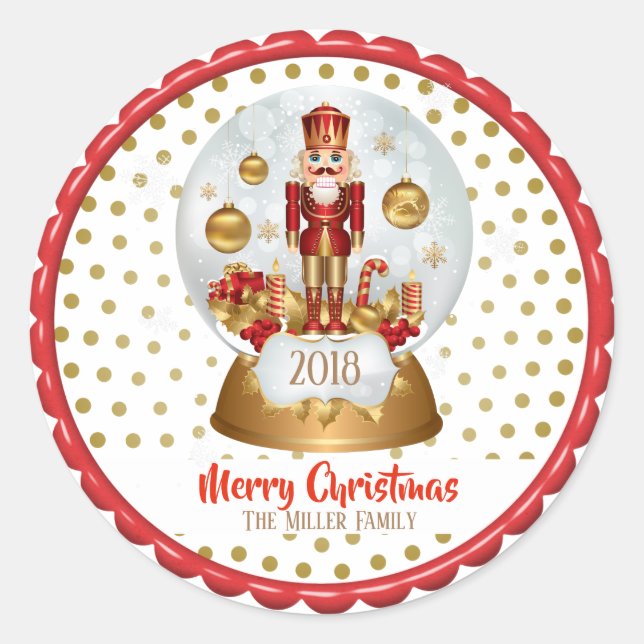 Christmas Holiday Nutcracker Gift Classic Round Sticker (Front)