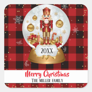 Christmas Holiday Nutcracker Globe Square Sticker