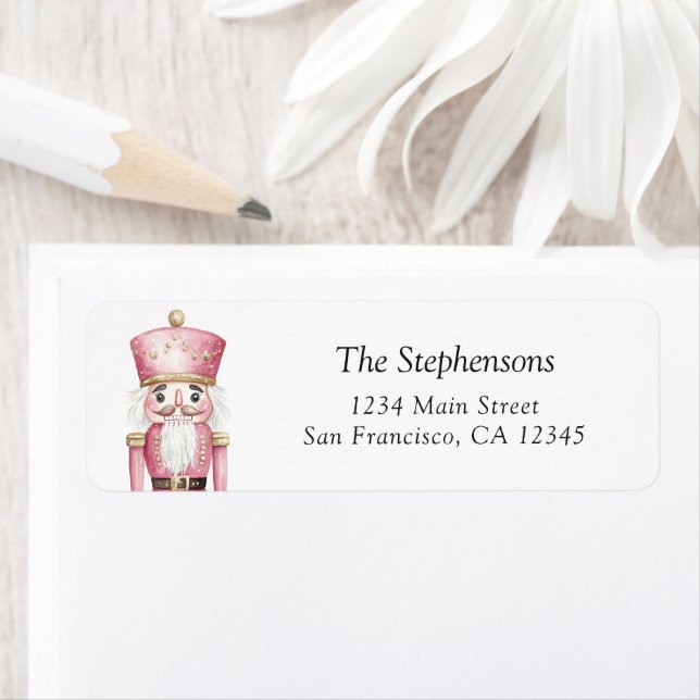 Christmas Holiday Nutcracker Pink Return Address Label (Insitu)