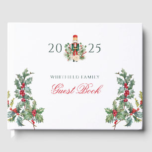Christmas Holiday Nutcracker Red Berries Script Guest Book