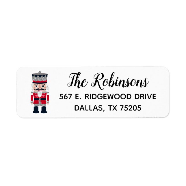 Christmas Holiday Nutcracker Return Address Label (Front)
