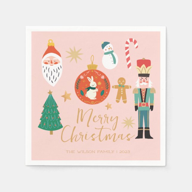 Christmas Holiday Nutcracker Santa Cookie Napkin (Front)