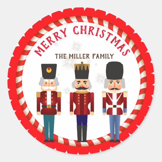 Christmas Holiday Nutcracker Trio Classic Round Sticker (Front)