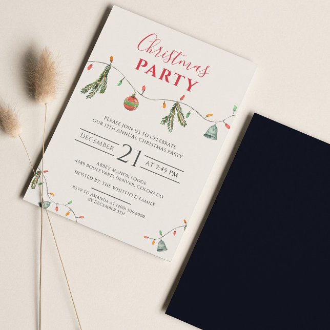 Christmas Holiday Office Business Party Invitation (Boho Family Christmas Party Invitation)