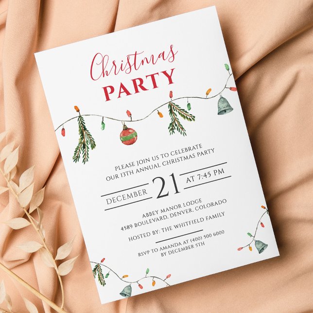 Christmas Holiday Office Party Modern Invitation Postcard (Family Christmas Party Boho Invitation Postcard)