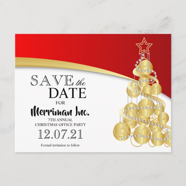 Christmas Holiday Office Party Save the Date Announcement Postcard (Front)