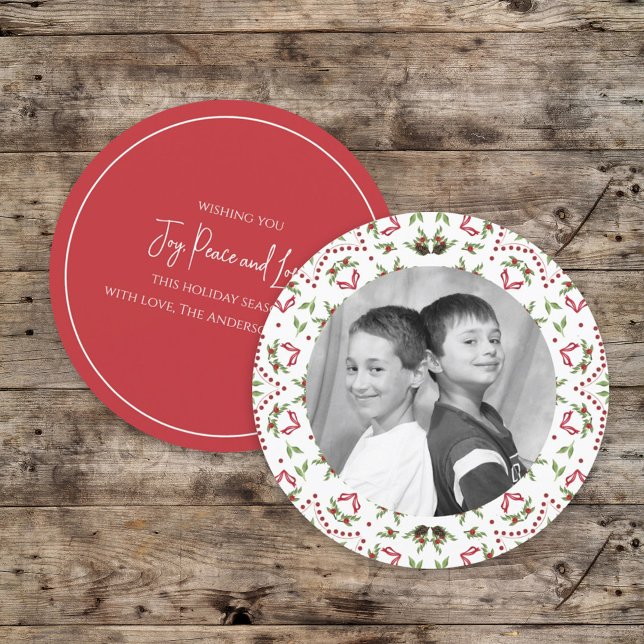 Christmas Holiday One Photo Botanical Pine Cones Invitation (Creator Uploaded)