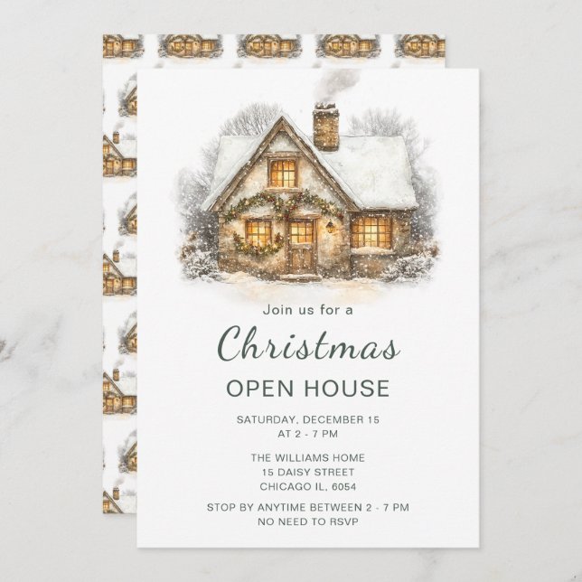 Christmas Holiday Open House Invitation (Front/Back)