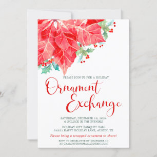 Christmas Holiday Ornament Exchange Party Card