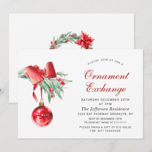 Christmas Holiday Ornament Exchange Party  Invitation