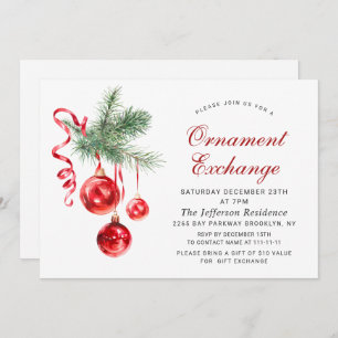 Christmas Holiday Ornament Exchange Party Invitation