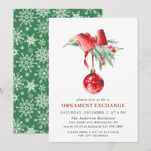 Christmas Holiday Ornament Exchange Party Invitation