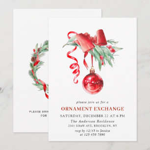 Christmas Holiday Ornament Exchange Party Invitation