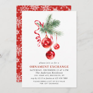 Christmas Holiday Ornament Exchange Party Invitation