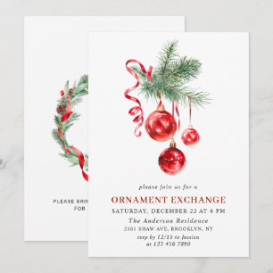 Christmas Holiday Ornament Exchange Party Invitation