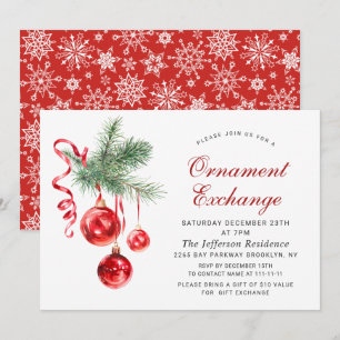 Christmas Holiday Ornament Exchange Party Invitation