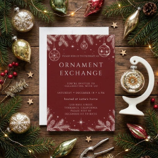 Christmas Holiday Ornament Exchange Party Invitee Invitation