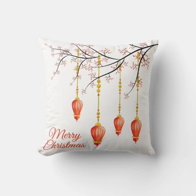Christmas Holiday Ornament w/ branch 2 sided Cushion (Front)