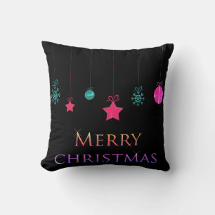Christmas Holiday Ornaments Black & White Cushion