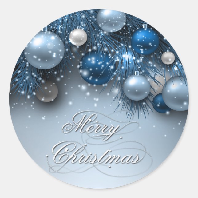 Christmas Holiday Ornaments - Blues Classic Round Sticker (Front)