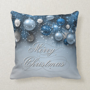 Christmas Holiday Ornaments - Blues Cushion