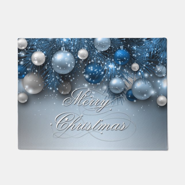 Christmas Holiday Ornaments - Blues Doormat (Front)