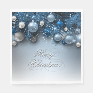 Christmas Holiday Ornaments - Blues Napkin