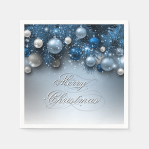 Christmas Holiday Ornaments - Blues Napkin