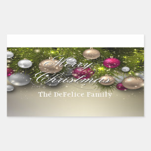 Christmas Holiday Ornaments Multi Colour Rectangular Sticker