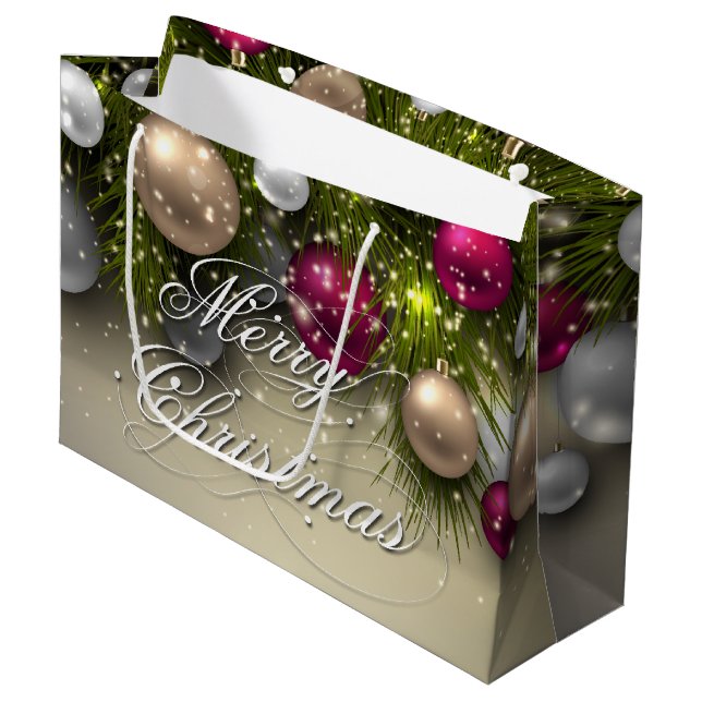 Christmas Holiday Ornaments - Multi Large Gift Bag (Front Angled)