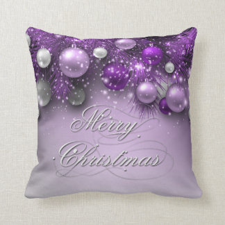 Christmas Holiday Ornaments - Purples Cushion