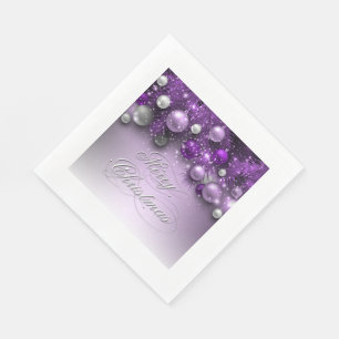 Christmas Holiday Ornaments - Purples Napkin
