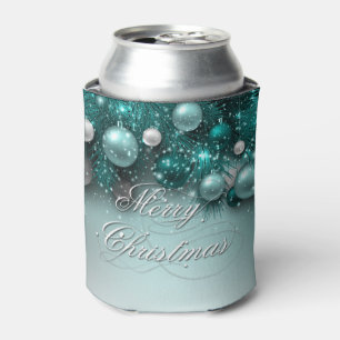 Christmas Holiday Ornaments - Teal Can Cooler
