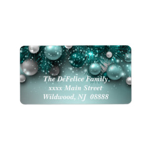 Christmas Holiday Ornaments - Teal - Customise Label